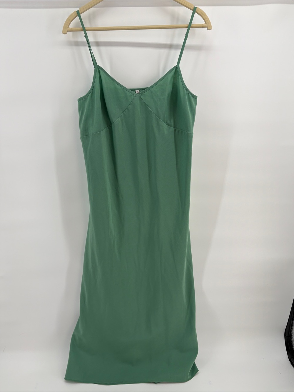 Women’s Sage Green Midi Slip Dress Size 6 Adjustable Spaghetti Straps NWOT